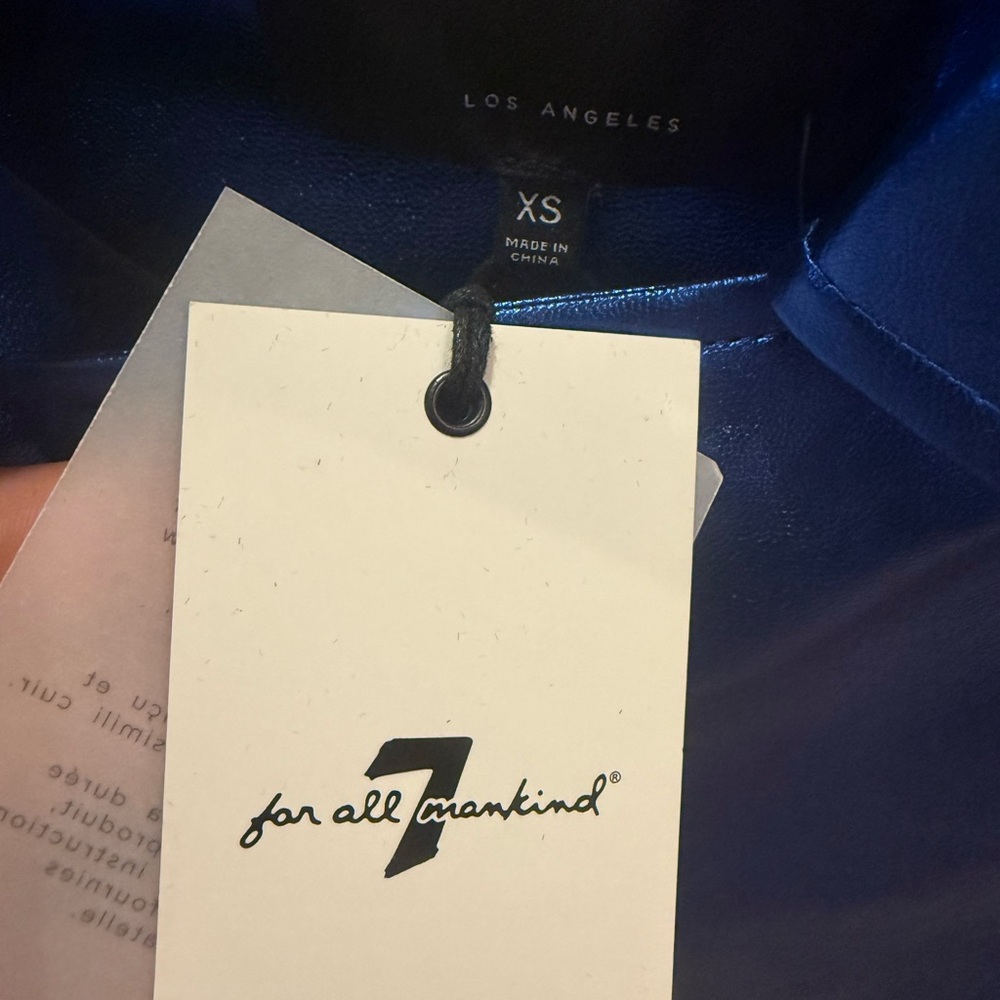 7 for All Mainkind - Stylish Blue Faux Leather Jacket. Size XS. NEW! - Picture 7 of 7